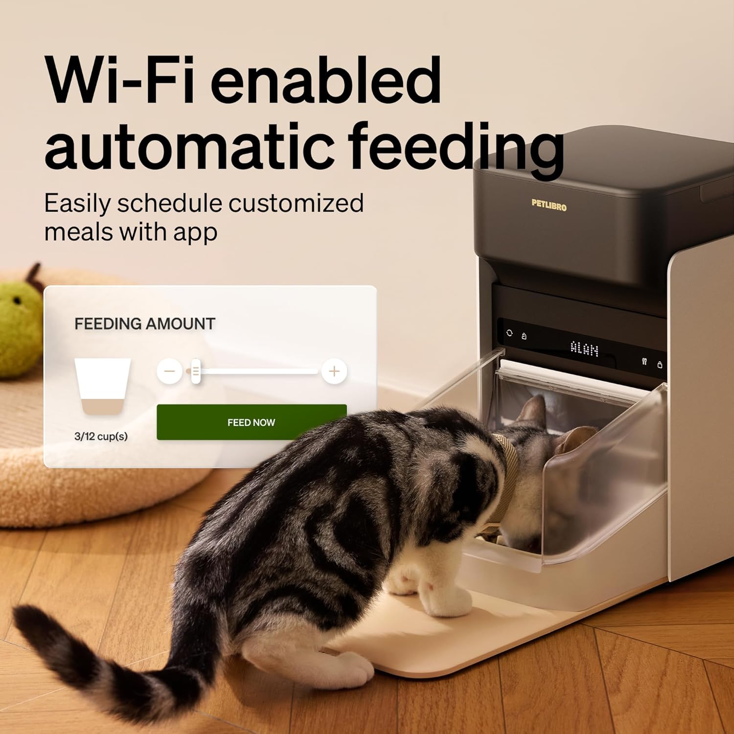 Petlibro One Automatic Smart Pet Feeder, Collar Tag Activated, RFID App Control, Black - Certified Refurbished