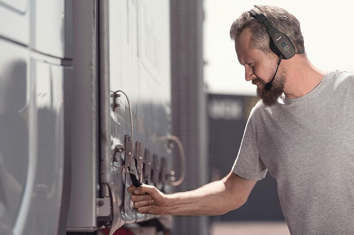 BlueParrott B550-XT Mono Bluetooth Wireless Headphones, 96% Noise Canceling, Over Head Trucker Headset with Mic - Certified Refurbished