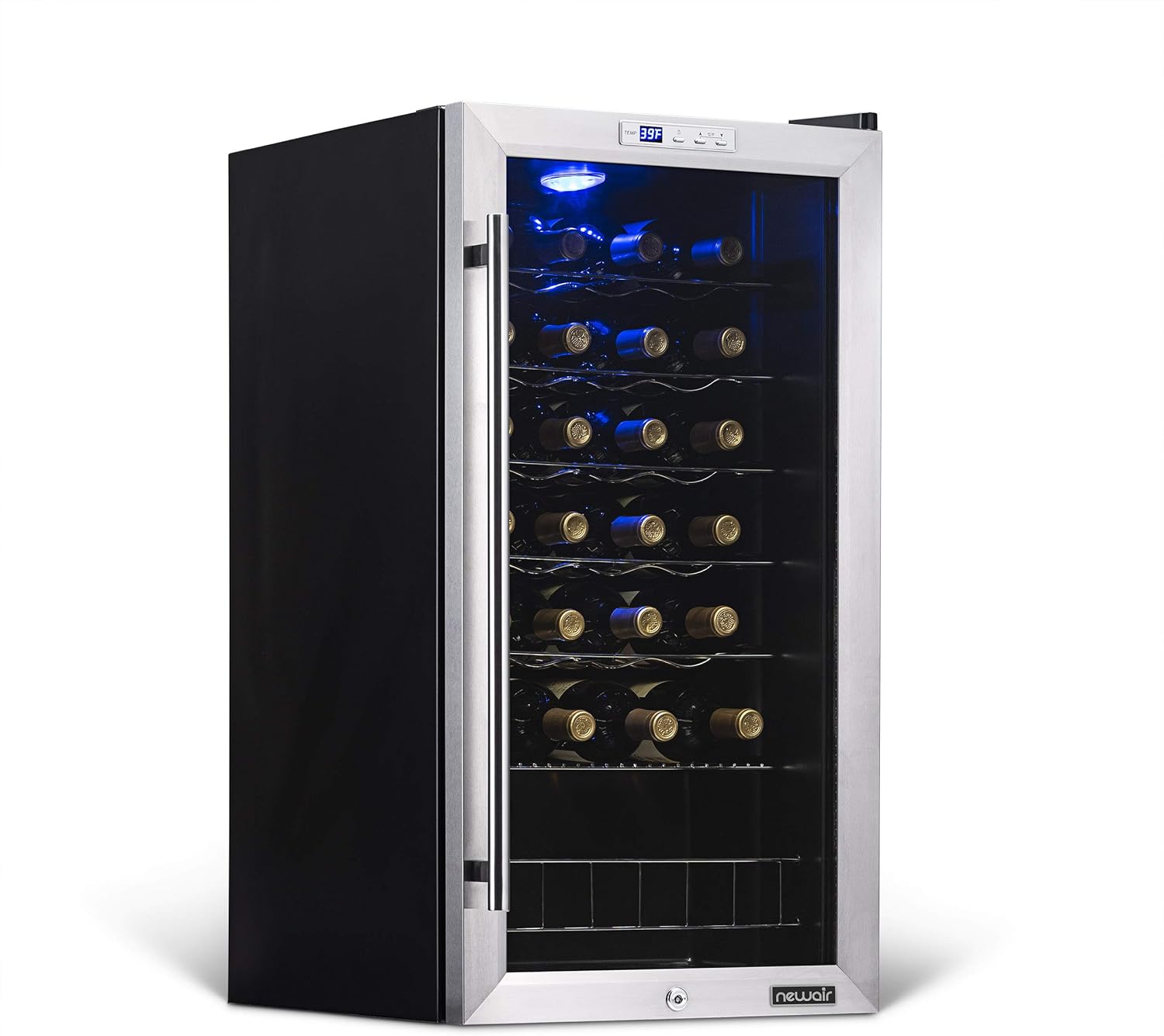 Newair Freestanding Wine Fridge, 27 Bottles, Stainless Steel - Certified Refurbished