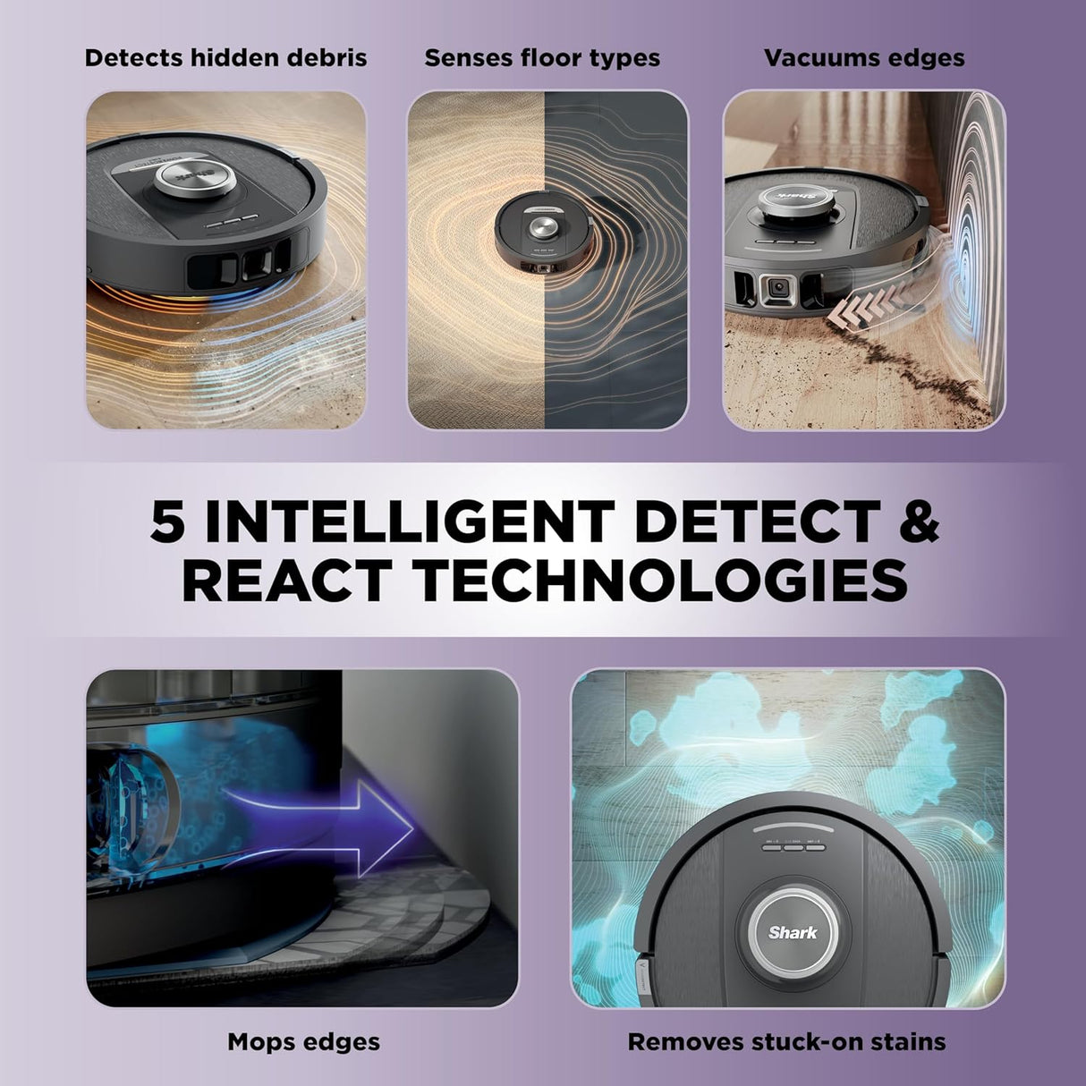 Shark R-RV2820YE-SD PowerDetect 2-in-1 Robot Vacuum and Mop with NeverTouch™ Base, Gaia Grey - Open Box