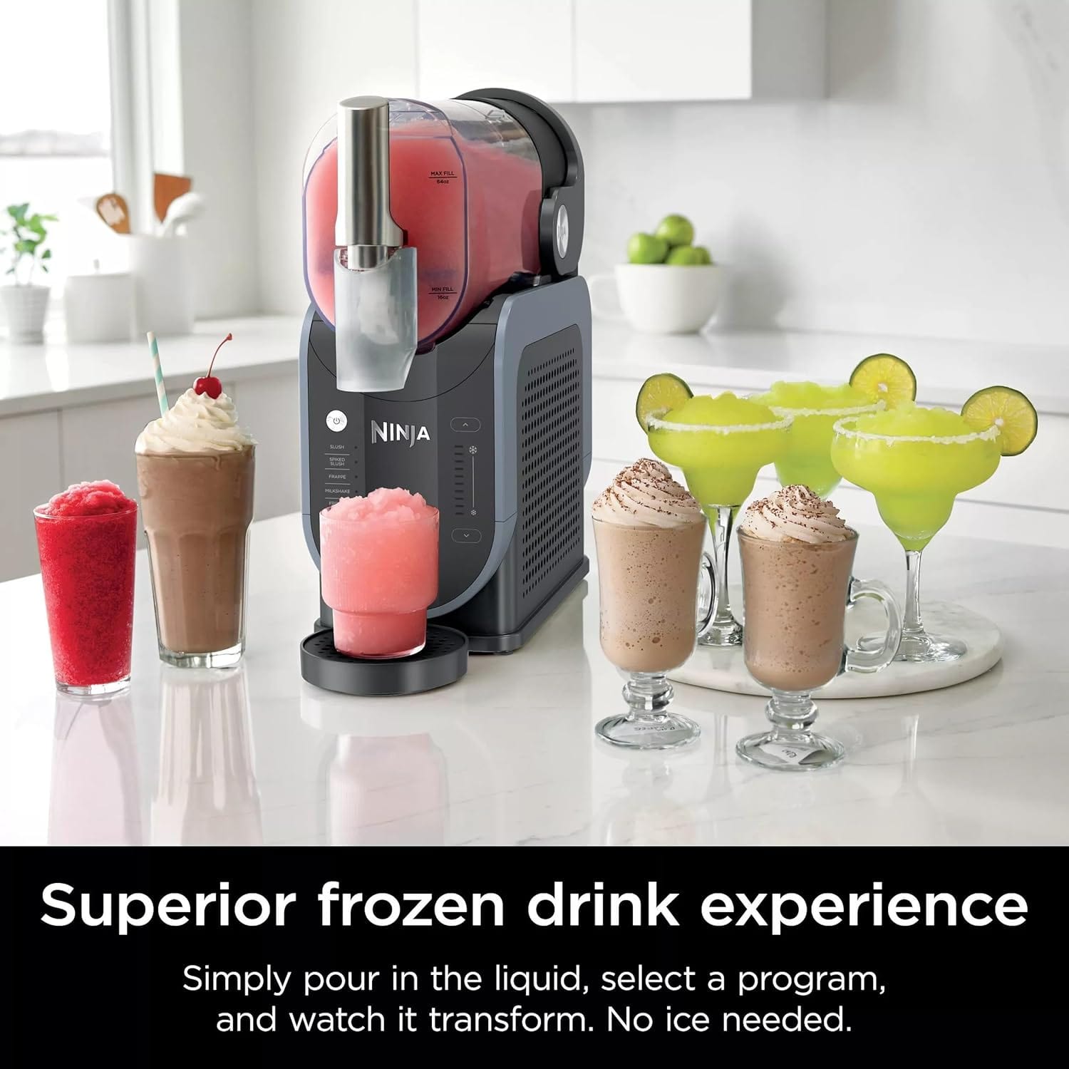 Ninja SLUSHi Frozen Drink & Slushie Machine with RapidChill Technology, 88 oz, Gray - Certified Refurbished