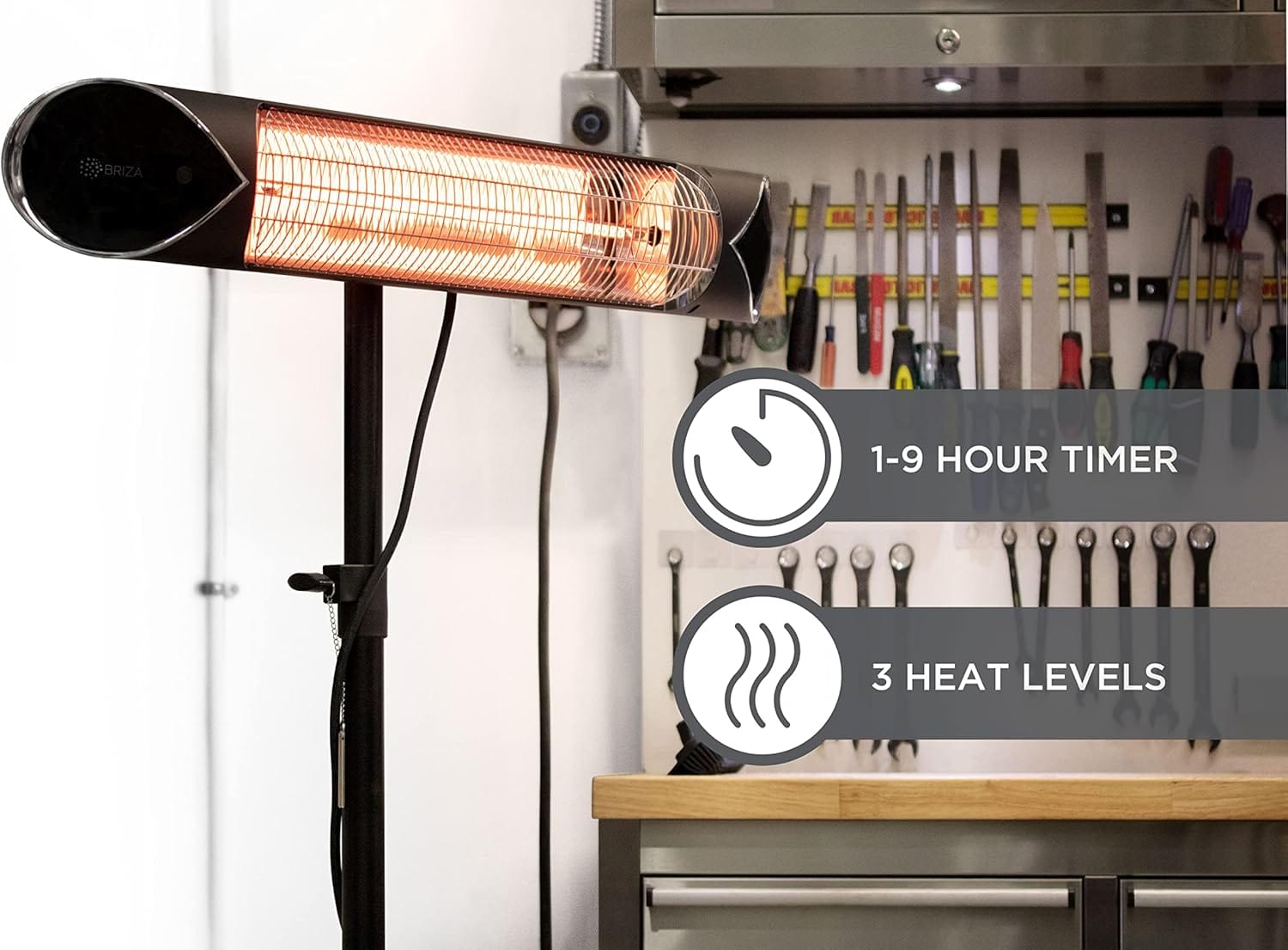 Briza Infrared Electric Heater, Indoor and Outdoor, 1500Watt, Black - Refurbished