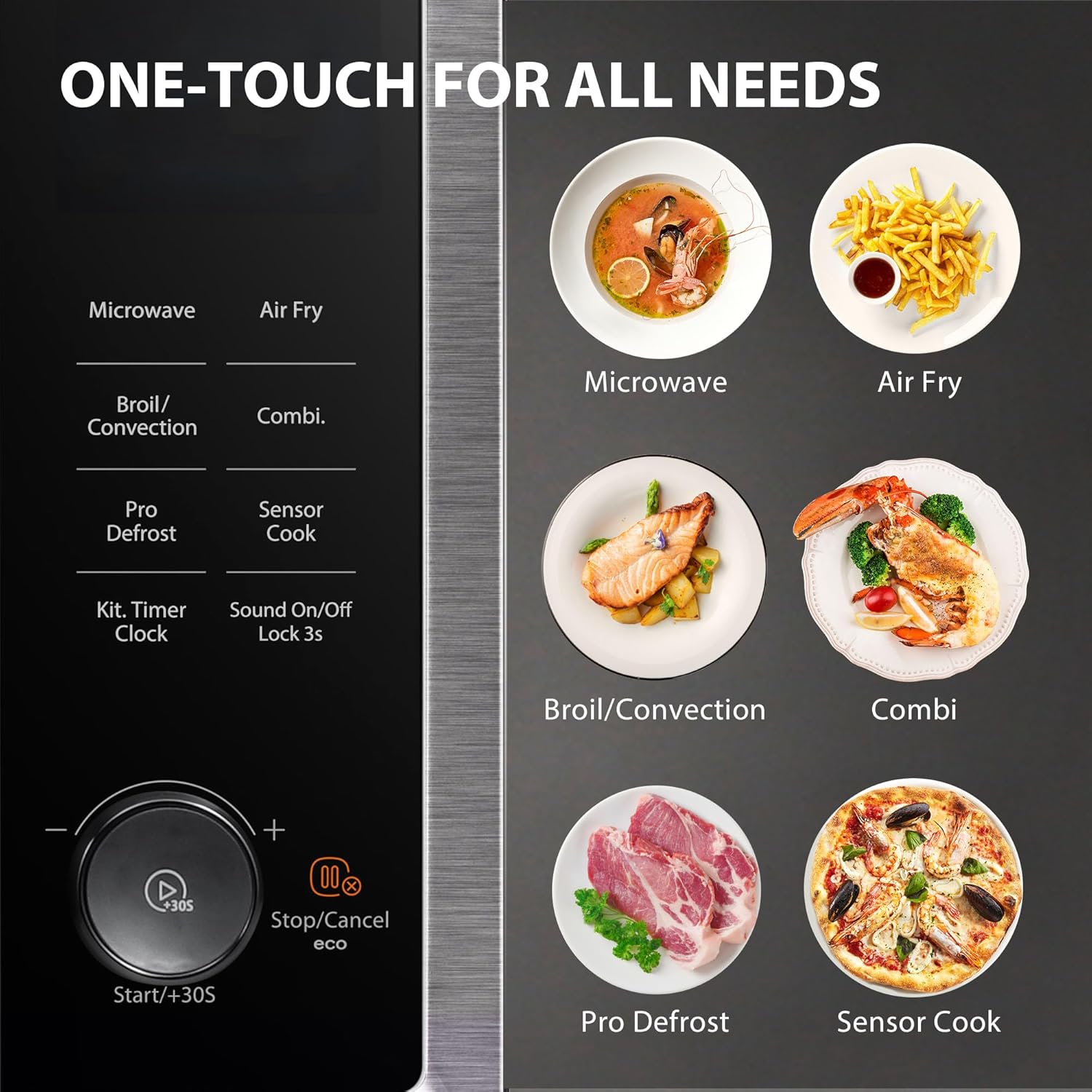 Toshiba 1.0 cu. ft. 7-in-1 Countertop Microwave Oven Air Fryer Combo, 1000W, Stainless Steel - Certified Refurbished