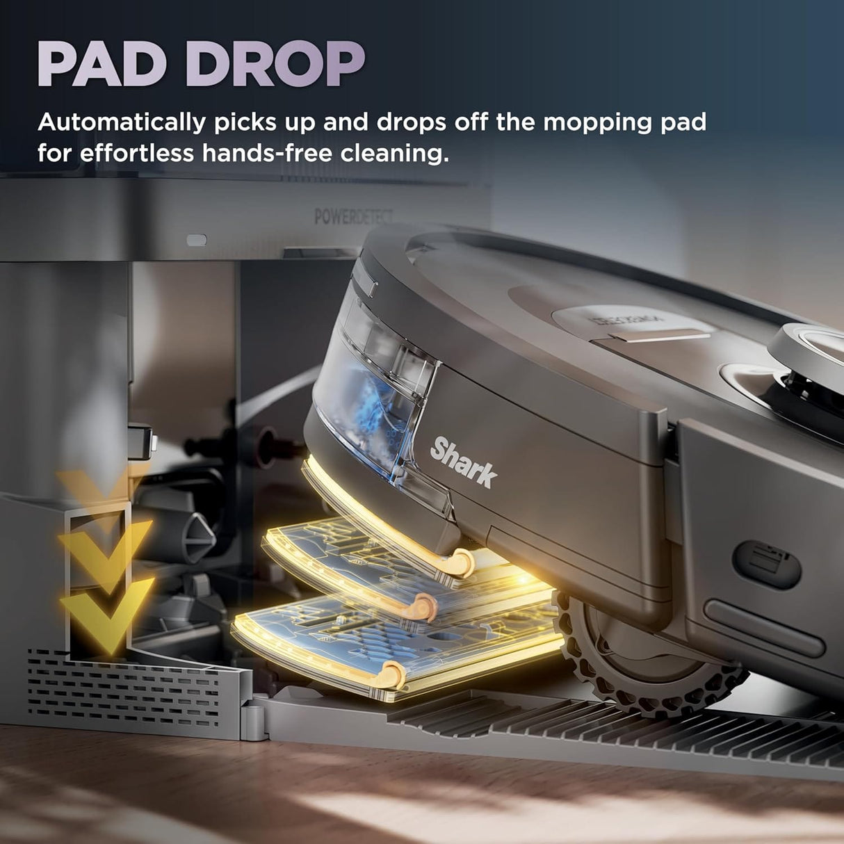Shark R-RV2820YE-SD PowerDetect 2-in-1 Robot Vacuum and Mop with NeverTouch™ Base, Gaia Grey - Open Box