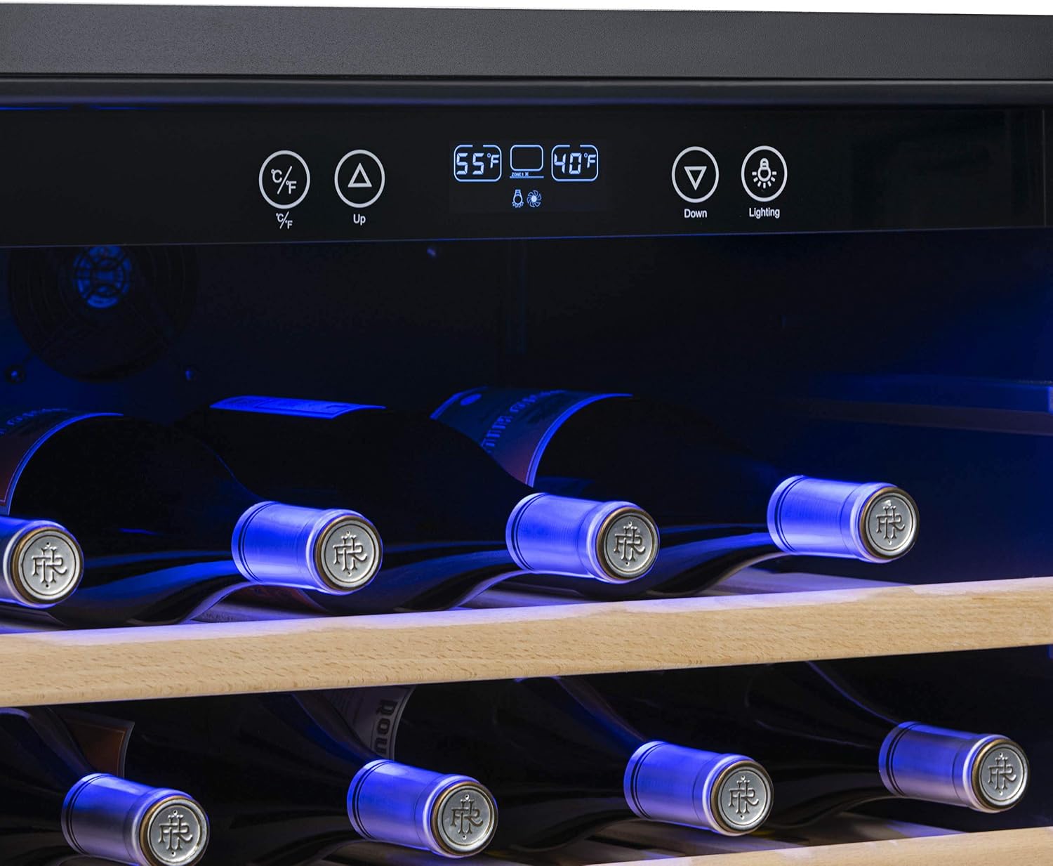 Newair 24" Built-In Wine Fridge with Beech Wood Shelves, 52 Bottles, Stainless Steel - Certified Refurbished