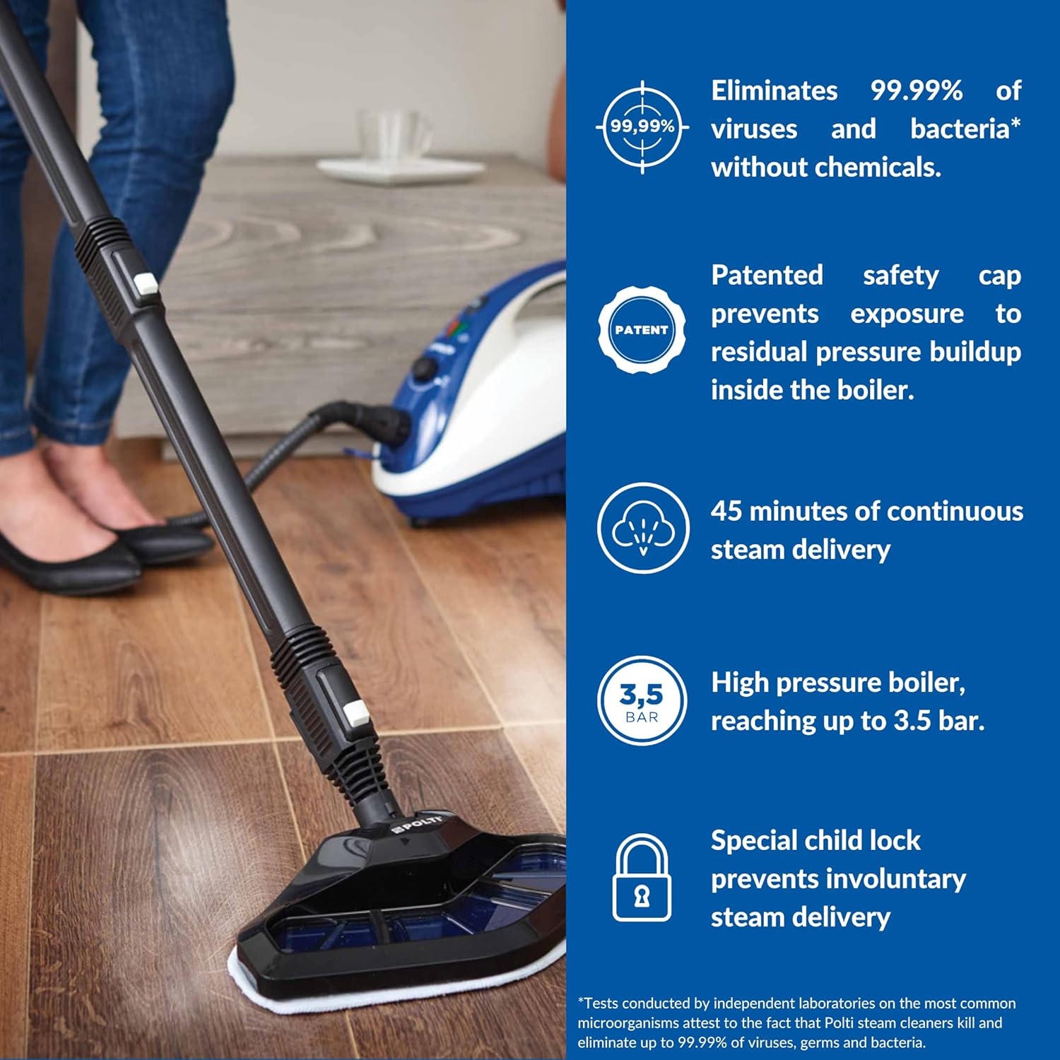 Polti Vaporetto Smart Steam Mop + Steam Cleaner, for Cleaning + Sanitizing