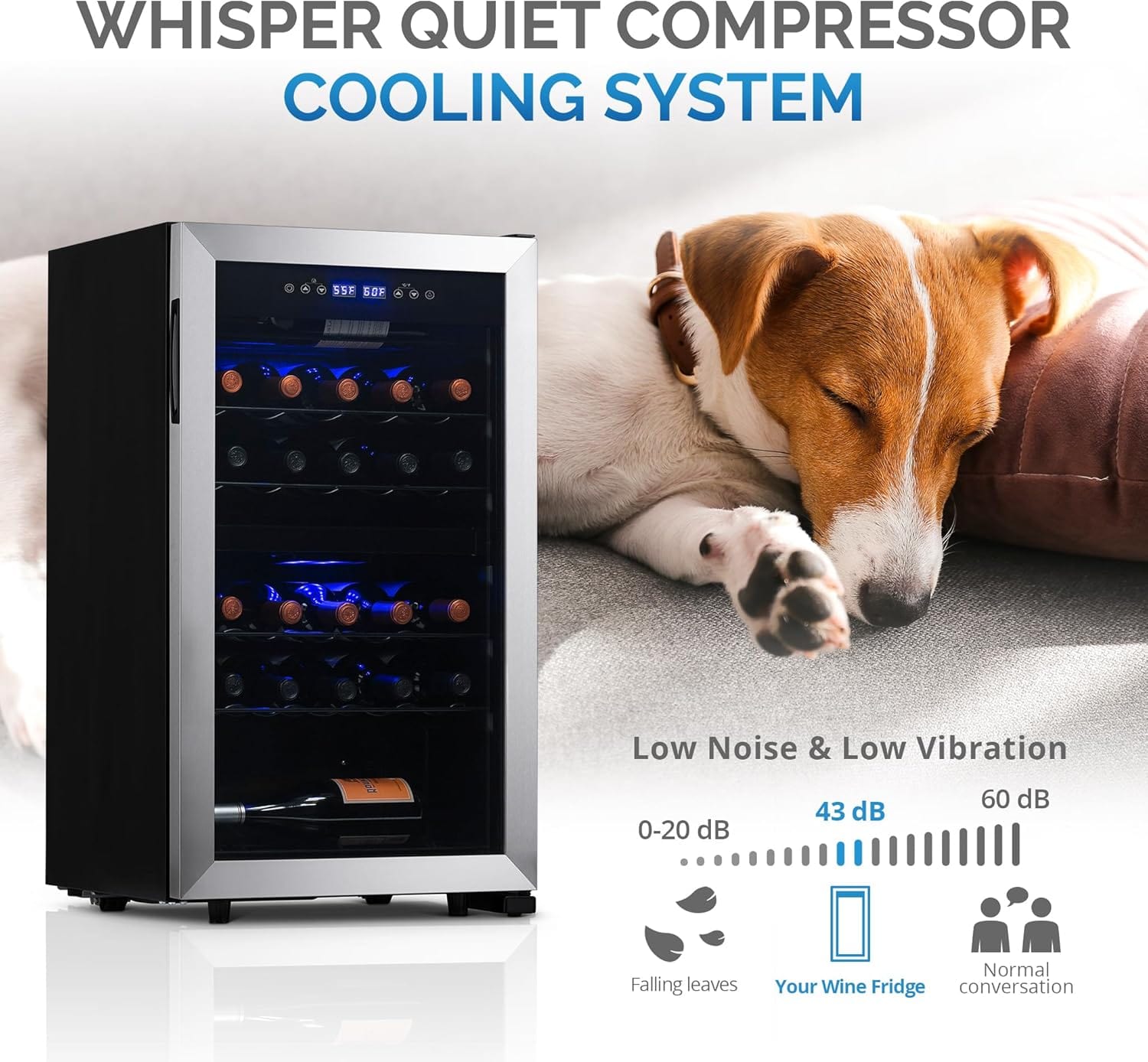 Newair Dual Zone Wine Fridge with Adjustable Racks, 28 Bottles, Stainless Steel - Certified Refurbished