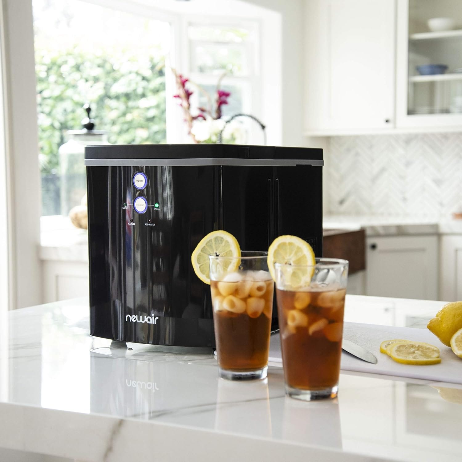 Newair Portable Ice Maker with 2 Ice Sizes, 33 lbs of Ice a Day, Black - Certified Refurbished