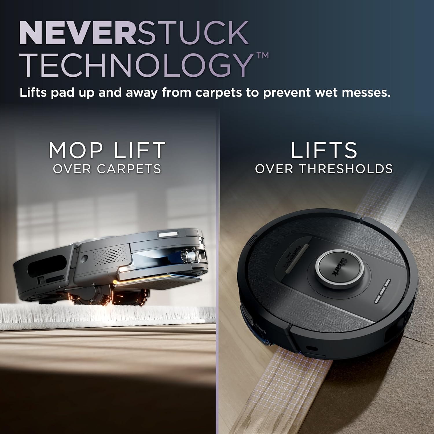 Shark R-RV2820YE-SD PowerDetect 2-in-1 Robot Vacuum and Mop with NeverTouch™ Base, Gaia Grey - Open Box