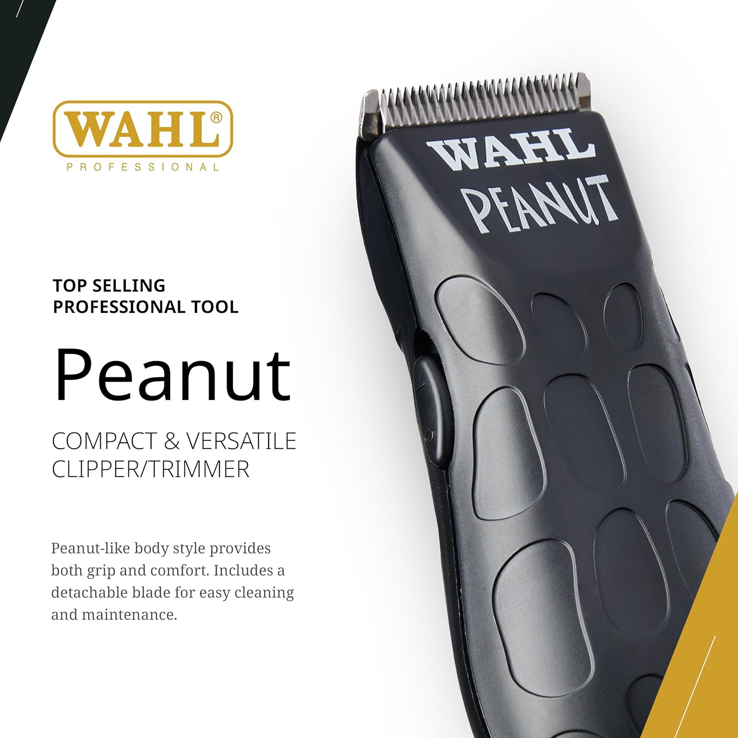 Wahl Professional Peanut-Grip Hair + Beard Trimmer Clipper, Corded, Black