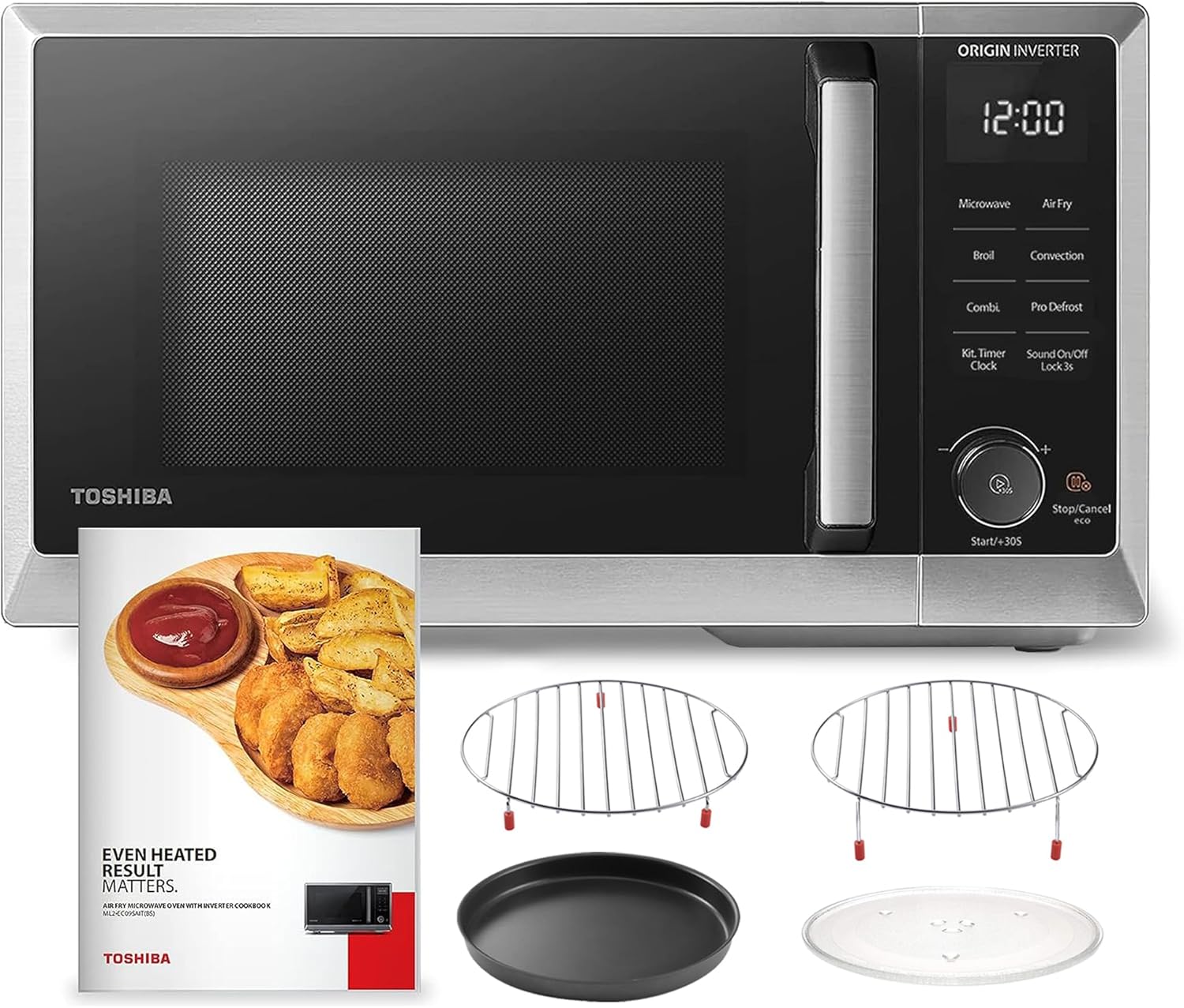 Toshiba 0.9 cu. ft. 6-in-1 Inverter Countertop Microwave Oven Air Fryer Combo, Stainless Steel - Certified Refurbished