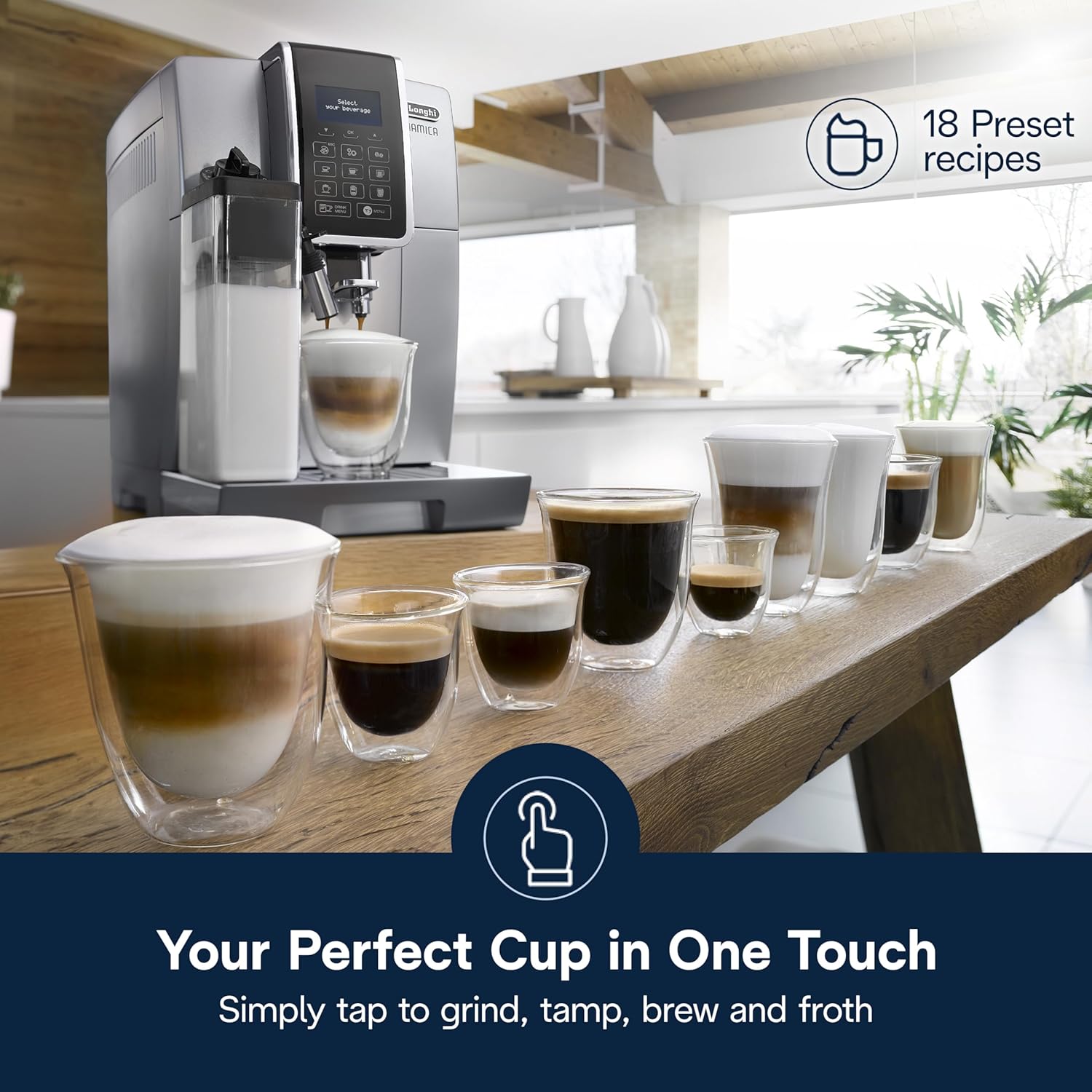 De'Longhi Dinamica Latte Crema Espresso Machine, Silver - Certified Refurbished