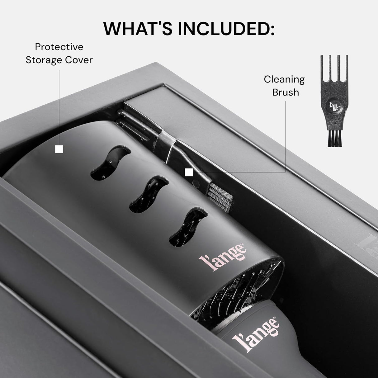 L'ange Hair Le Volume 2-in-1 Titanium Blow Dryer Brush, 75mm Oval Barrel, for Smooth, Frizz-Free Styling on All Hair Types, Black