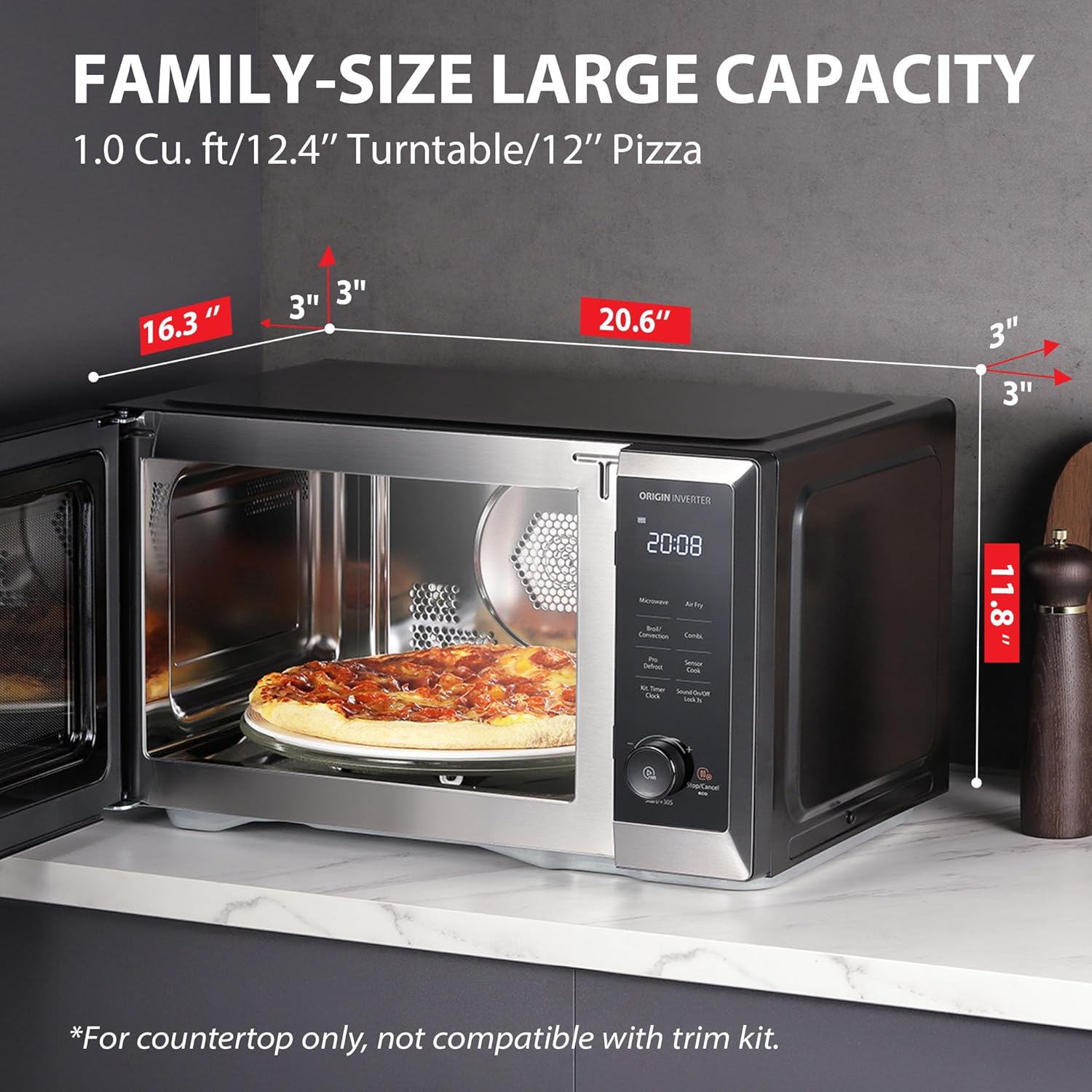 Toshiba 1.0 cu. ft. 7-in-1 Countertop Microwave Oven Air Fryer Combo, 1000W, Stainless Steel - Certified Refurbished
