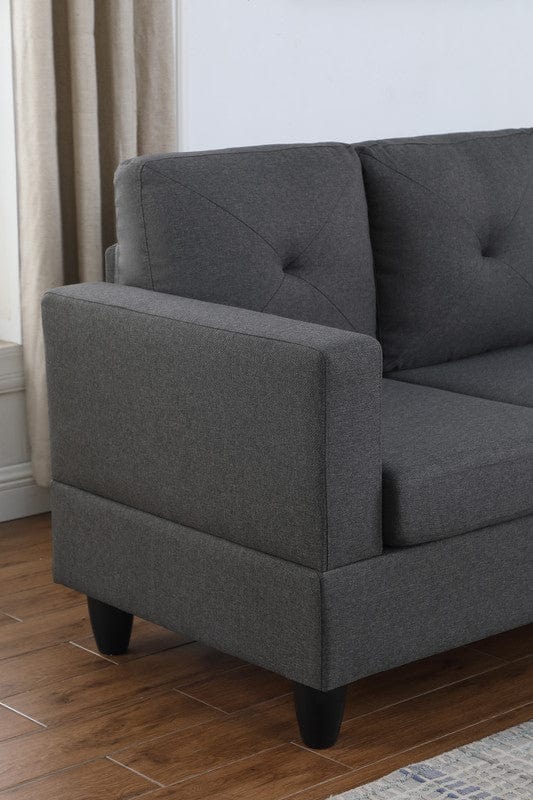 Willow & Hearth Santiago 96"W Dark Gray Linen Sectional Sofa with Right Facing Chaise