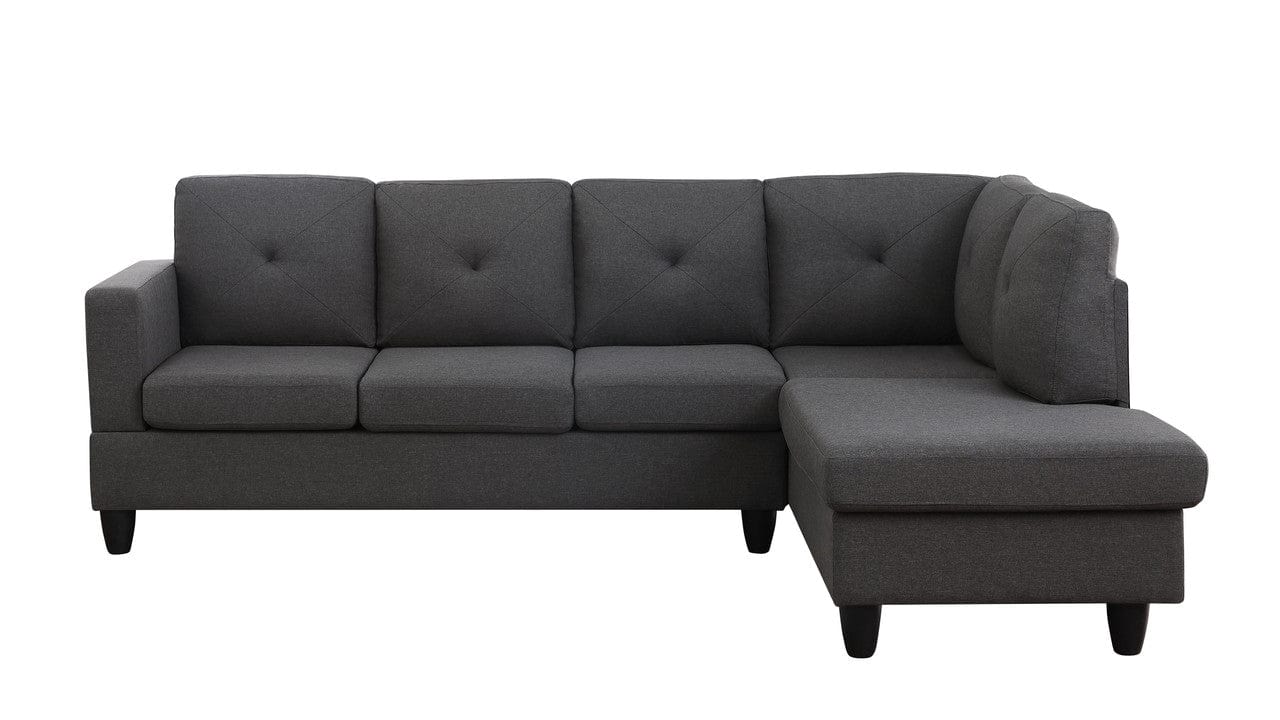 Willow & Hearth Santiago 96"W Dark Gray Linen Sectional Sofa with Right Facing Chaise