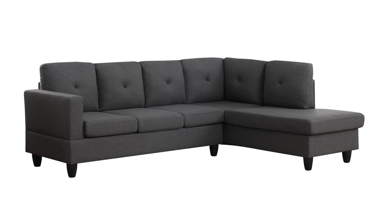 Willow & Hearth Santiago 96"W Dark Gray Linen Sectional Sofa with Right Facing Chaise