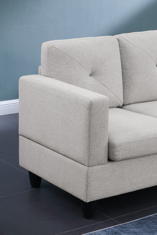 Willow & Hearth Santiago 96"W Light Gray Linen Sectional Sofa with Right Facing Chaise