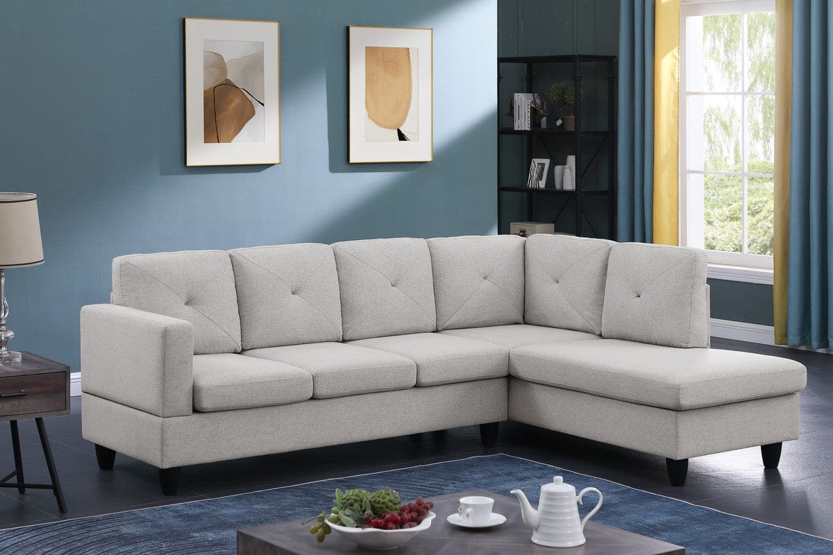 Willow & Hearth Santiago 96"W Light Gray Linen Sectional Sofa with Right Facing Chaise