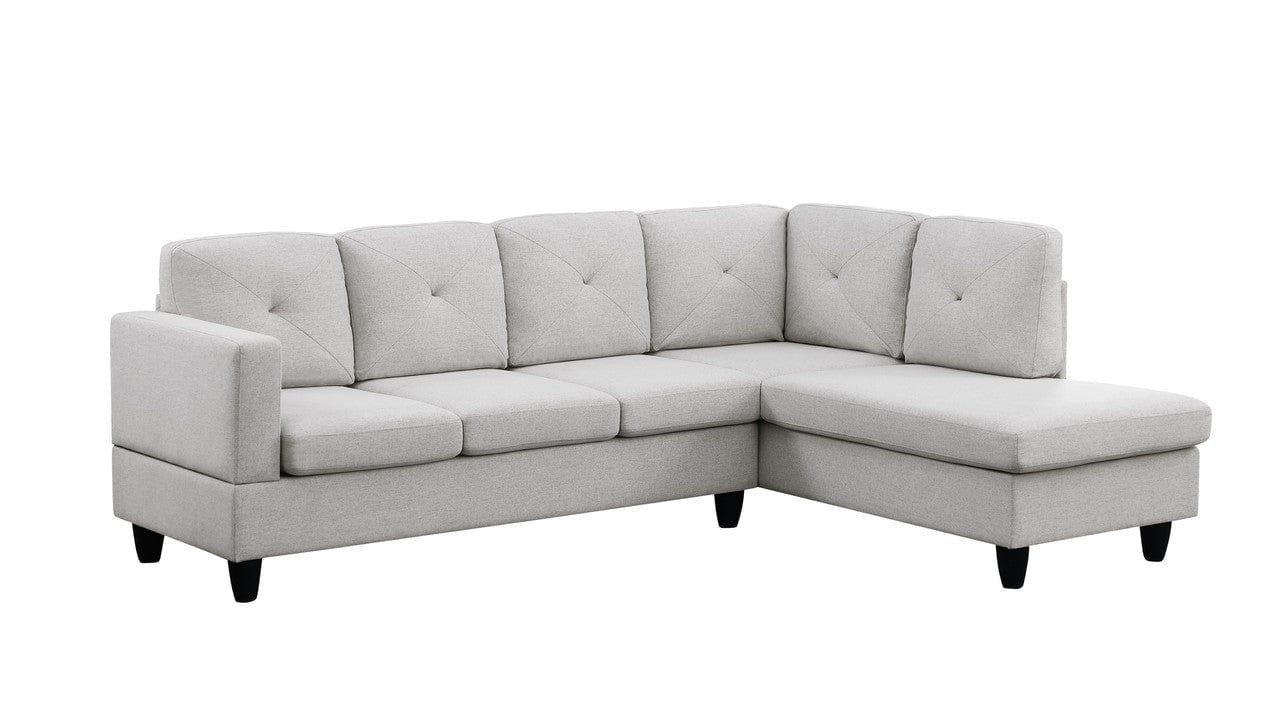 Willow & Hearth Santiago 96"W Light Gray Linen Sectional Sofa with Right Facing Chaise