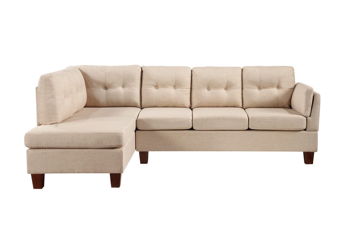 Willow & Hearth Dalia 97"W Khaki Linen Modern Sectional Sofa with Left Facing Chaise