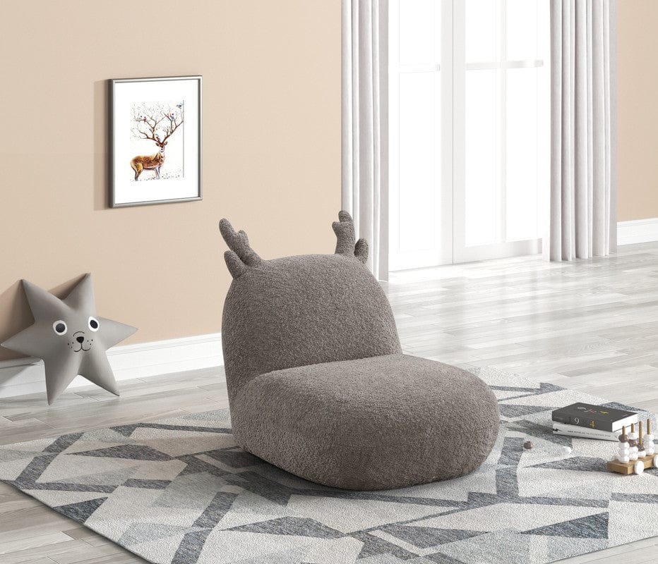 Willow & Hearth Weston 21.5"W Brown Chenille Deer-Shaped Kids Chair