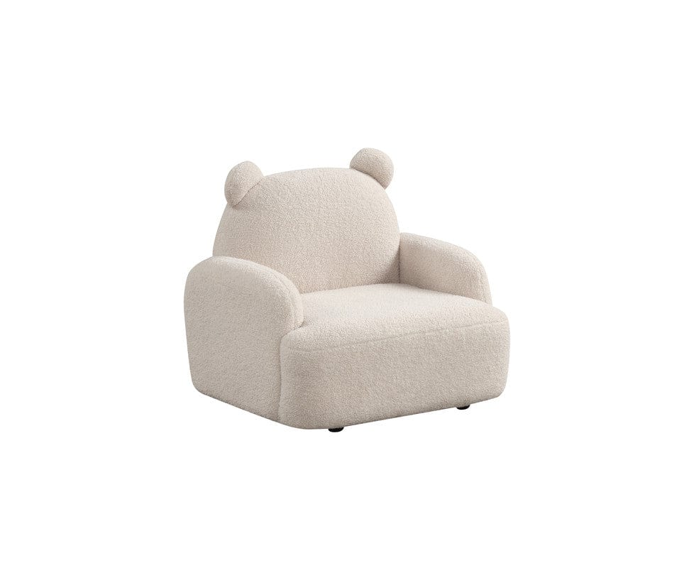 Willow & Hearth Raelynn 25.5"W Beige Sherpa Bear-Shaped Kids Armchair
