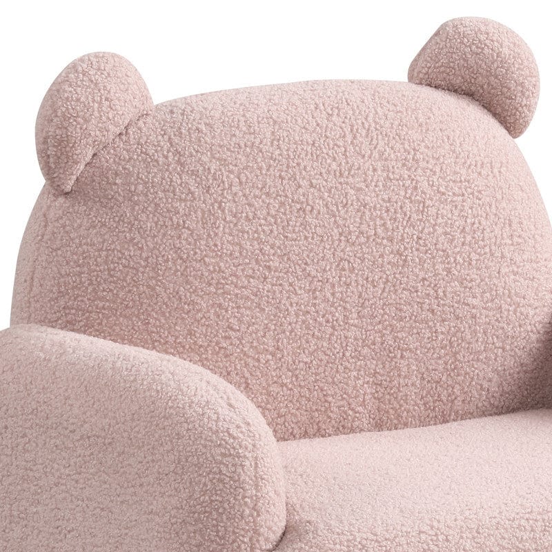 Willow & Hearth Raelynn 25.5"W Pink Sherpa Bear-Shaped Kids Armchair