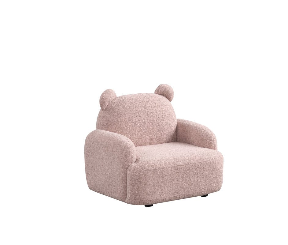 Willow & Hearth Raelynn 25.5"W Pink Sherpa Bear-Shaped Kids Armchair
