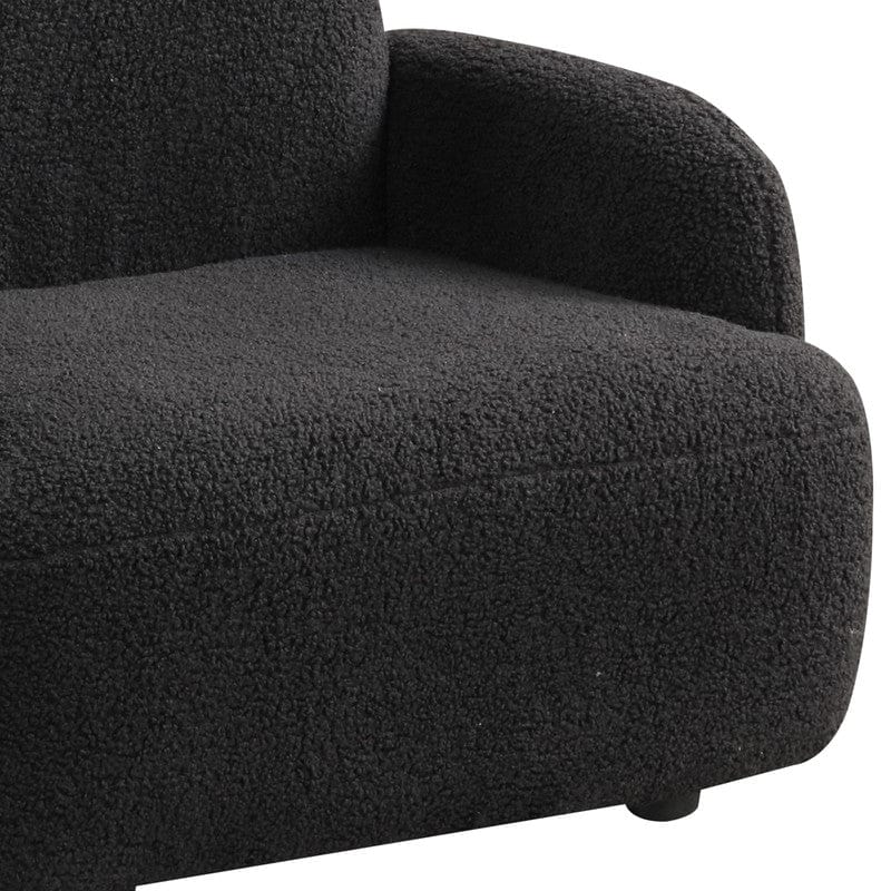 Willow & Hearth Raelynn 25.5"W Black Sherpa Bear-Shaped Kids Armchair