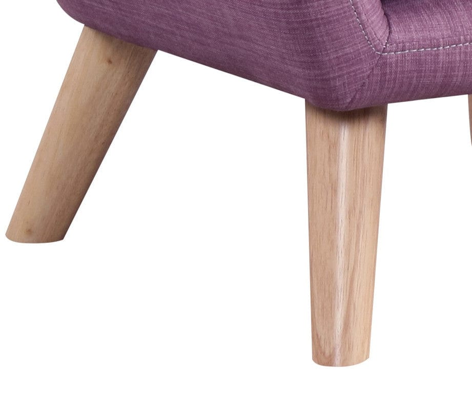 Willow & Hearth Fenix 19.5"W Pink Linen Kids Chair with Button Tufted Back and Wooden Legs