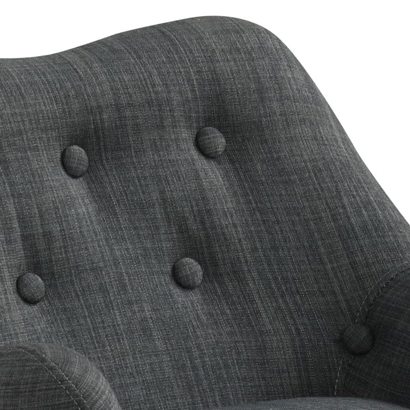 Willow & Hearth Fenix 19.5"W Gray Linen Kids Chair with Button Tufted Back and Wooden Legs