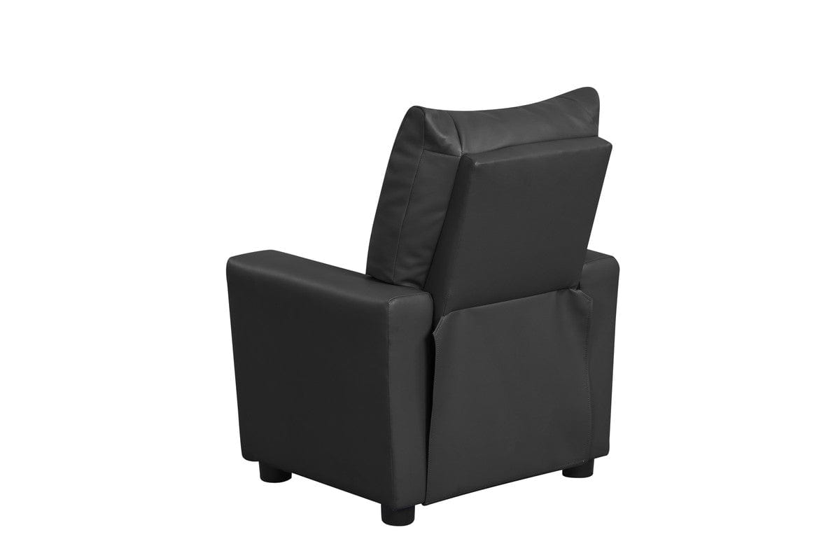 Willow & Hearth Perline 23"W Black PVC Fabric Kids Recliner Chair with Cupholder