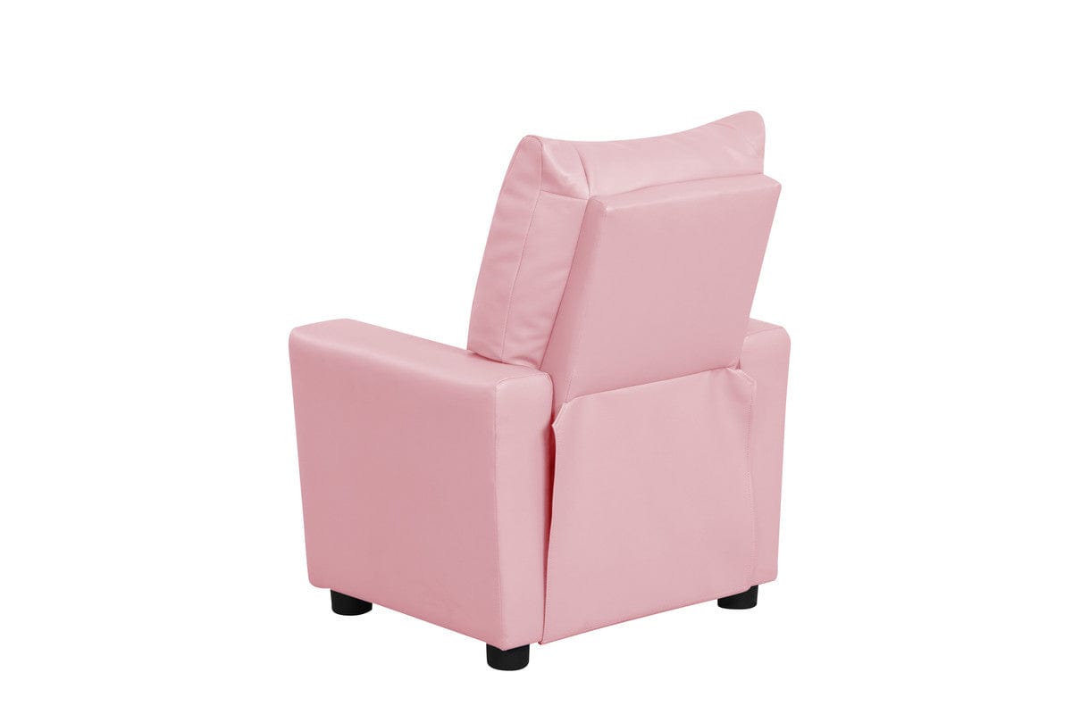 Willow & Hearth Perline 23"W Pink PVC Fabric Kids Recliner Chair with Cupholder