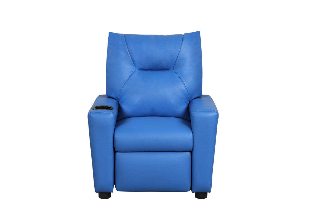 Willow & Hearth Perline 23"W Blue PVC Fabric Kids Recliner Chair with Cupholder