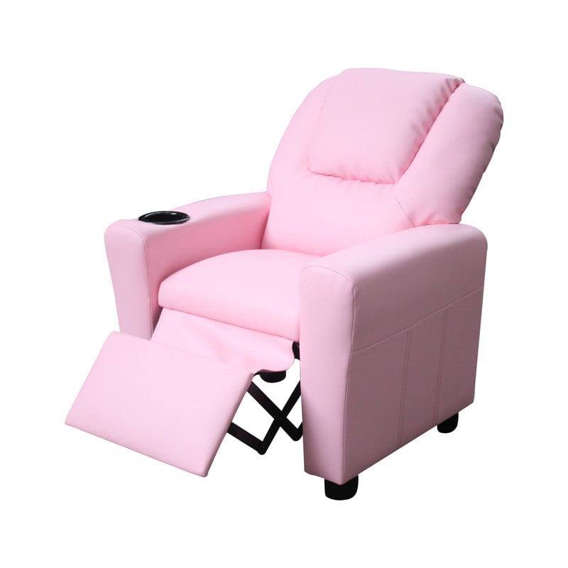 Willow & Hearth Marisa 23"W Pink PU Leather Kids Recliner Chair with Cupholder