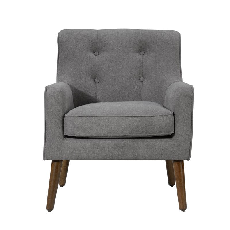 Willow & Hearth Ryder 25"W Mid Century Modern Gray Woven Fabric Tufted Armchair
