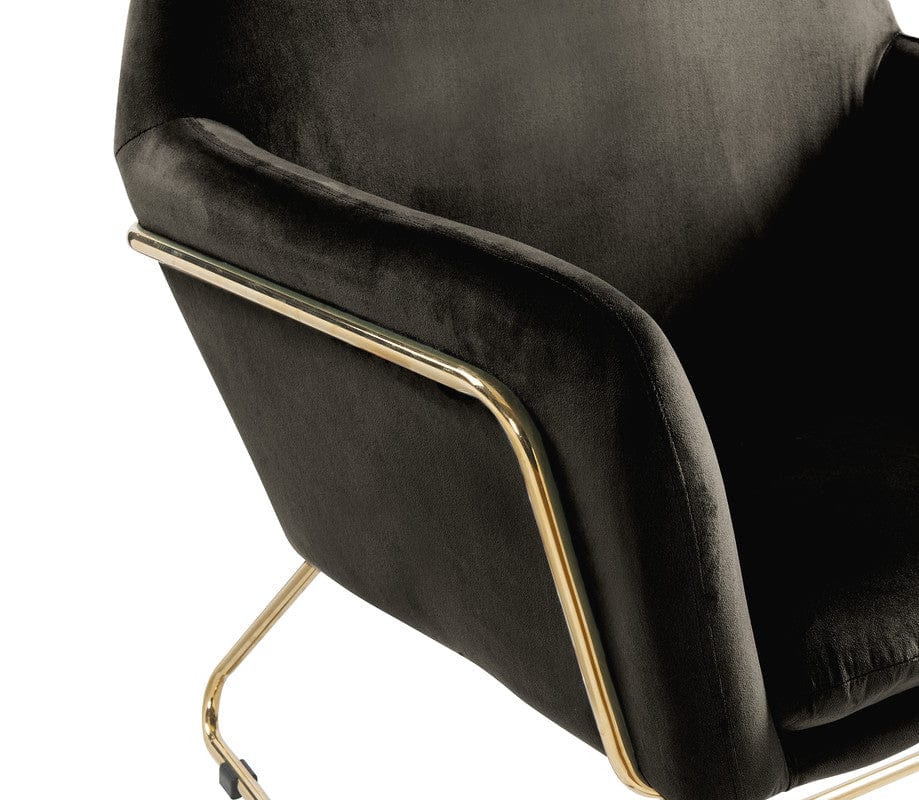 Willow & Hearth Keira 29.5"W Black Velvet Accent Chair with Metal Base