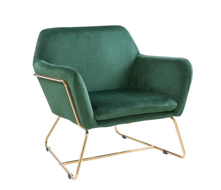 Willow & Hearth Keira 29.5"W Green Velvet Accent Chair with Metal Base
