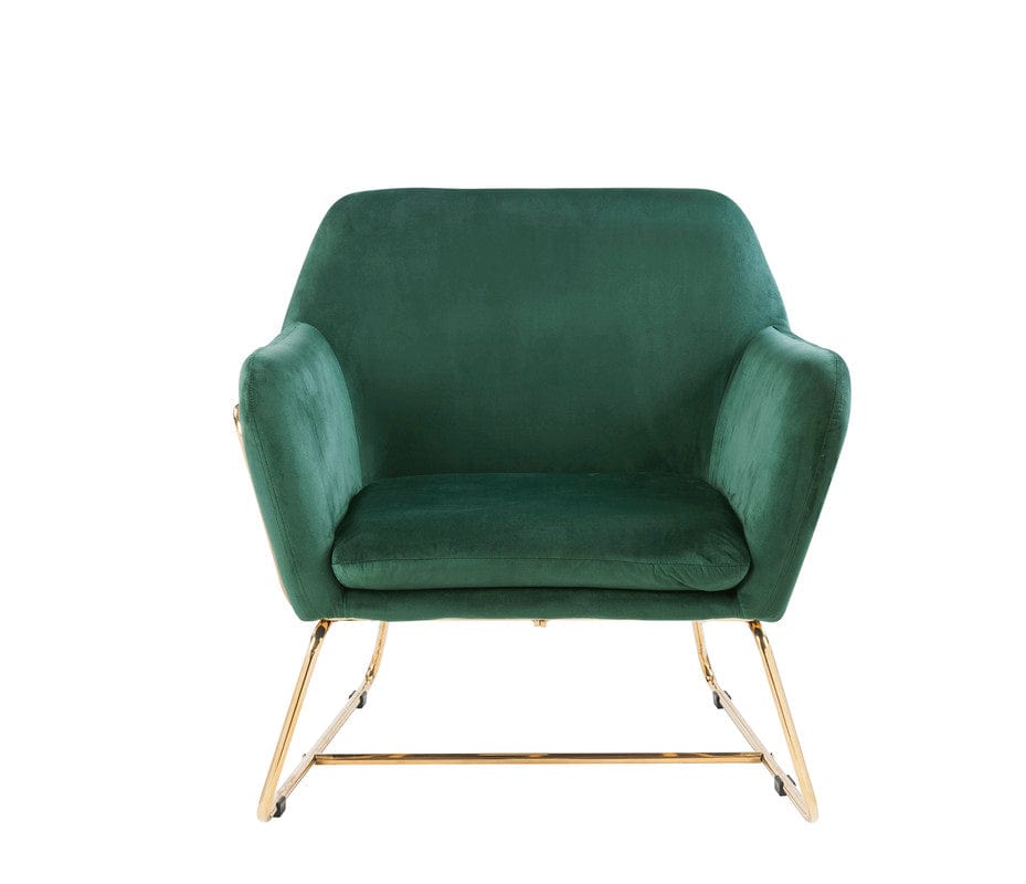Willow & Hearth Keira 29.5"W Green Velvet Accent Chair with Metal Base