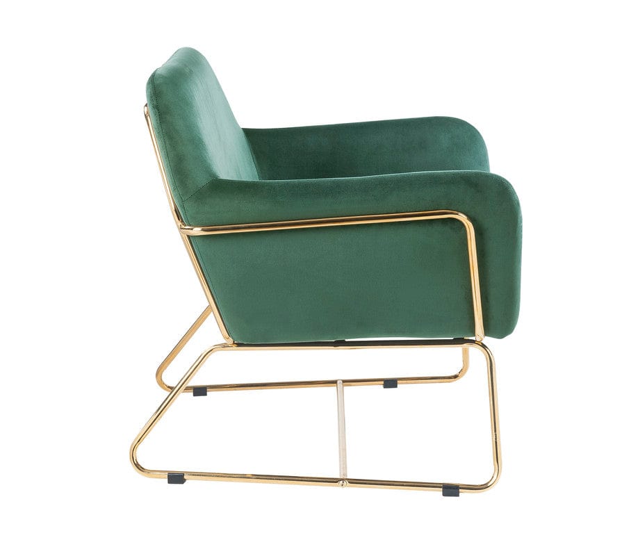 Willow & Hearth Keira 29.5"W Green Velvet Accent Chair with Metal Base