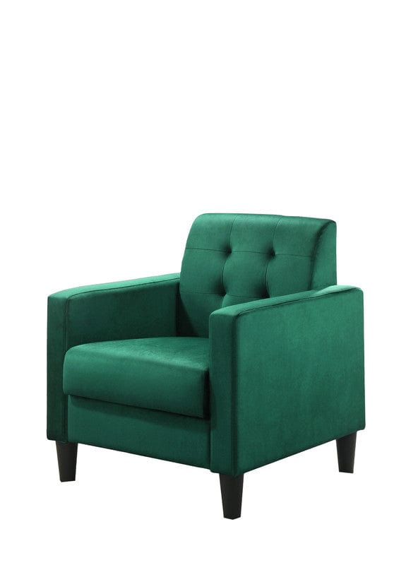 Willow & Hearth Hale 27.5"W Green Velvet Accent Armchair with Tufting
