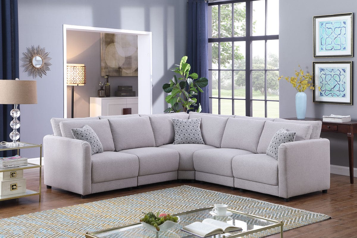 Willow & Hearth Penelope 94.5"W Light Gray Linen Fabric Reversible L-Shape Sectional Sofa with Pillows