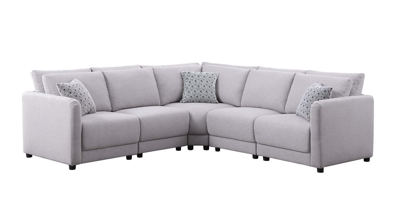 Willow & Hearth Penelope 94.5"W Light Gray Linen Fabric Reversible L-Shape Sectional Sofa with Pillows