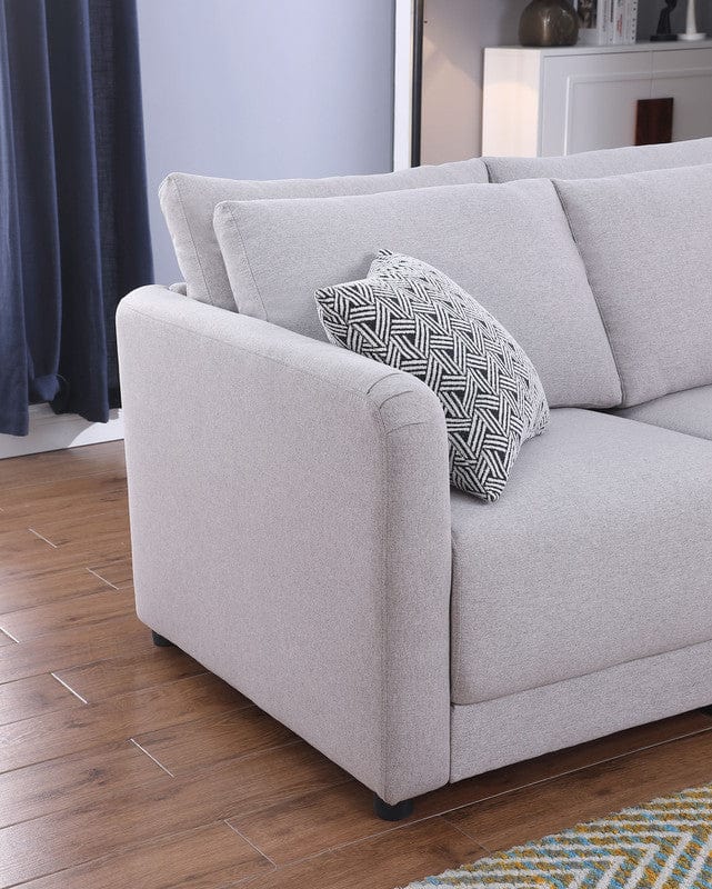 Willow & Hearth Penelope 94.5"W Light Gray Linen Fabric Reversible L-Shape Sectional Sofa with Pillows