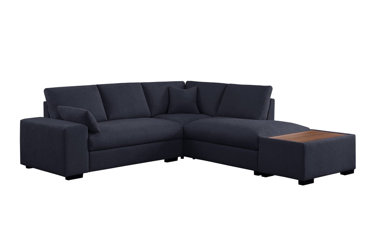 Willow & Hearth Joshua 100"W Dark Gray Woven Fabric Sectional Sofa with Right Facing Chaise and Console Ottoman
