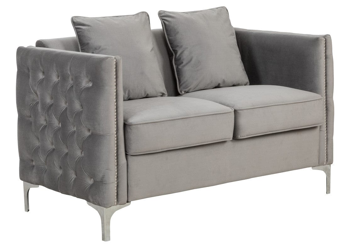 Willow & Hearth Bayberry 53"W Gray Velvet Loveseat with 2 Pillows