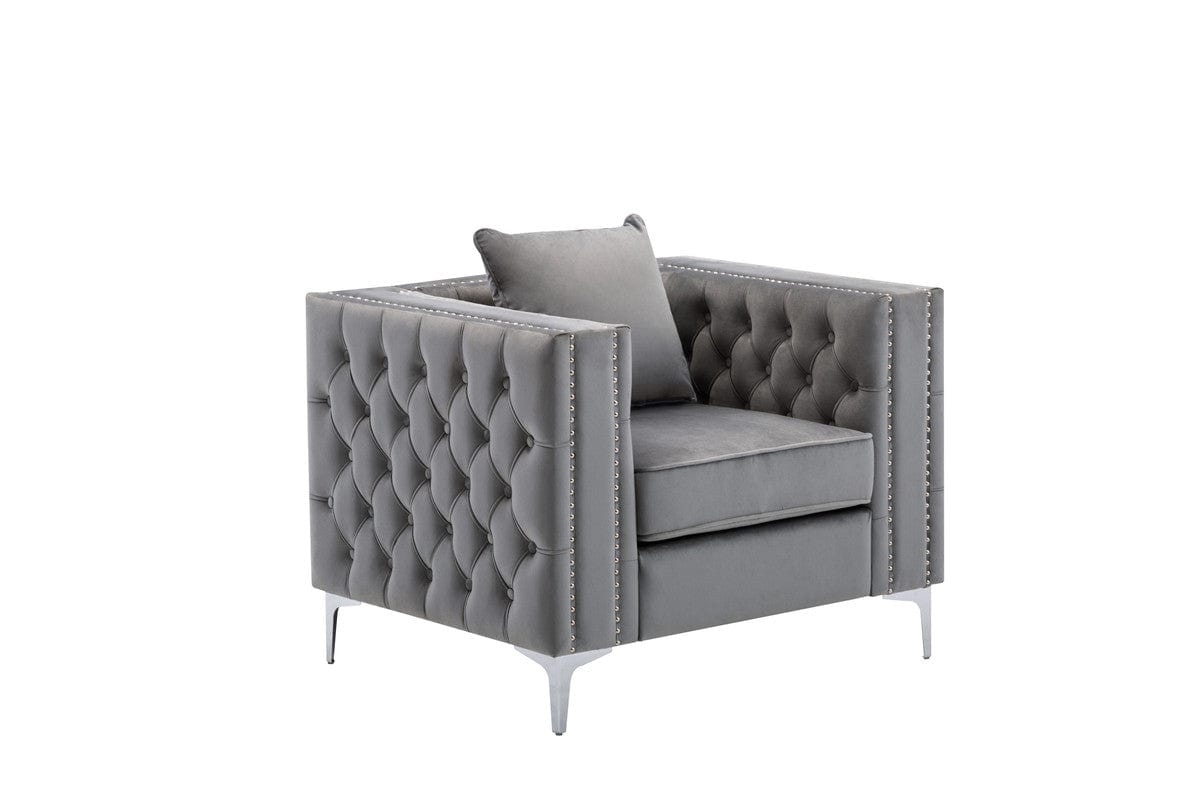 Willow & Hearth Lorreto 40"W Gray Velvet Chair