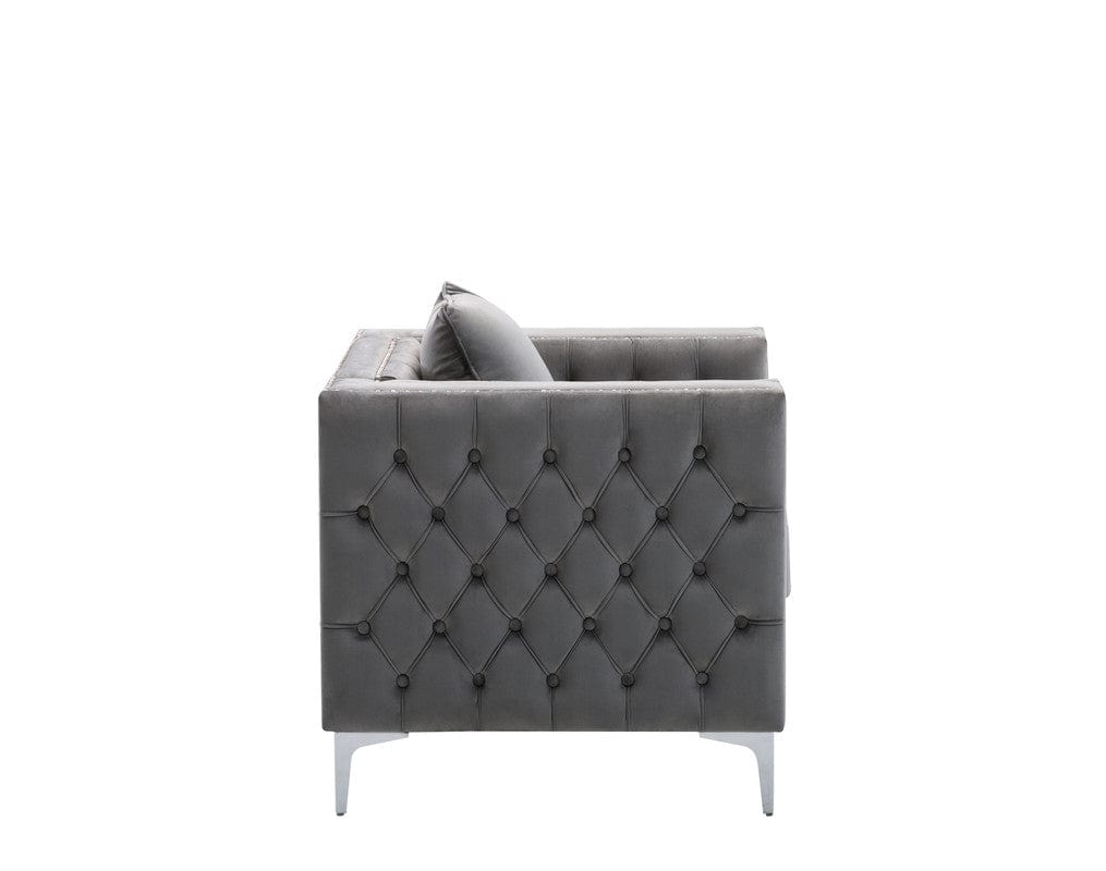 Willow & Hearth Lorreto 40"W Gray Velvet Chair