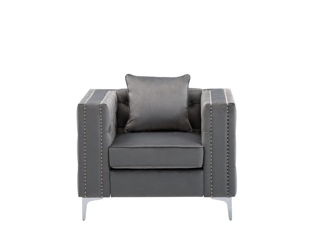 Willow & Hearth Lorreto 40"W Gray Velvet Chair